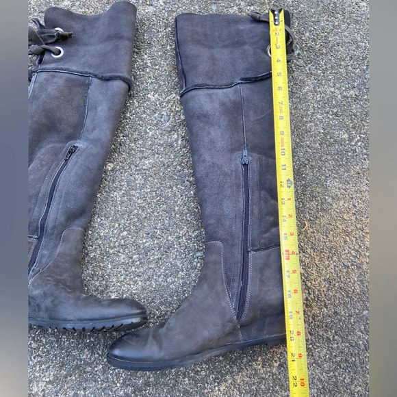 Napoleoni leather over knee wedge boots fur lined made in Italy leather sz 39 - Picture 9 of 11